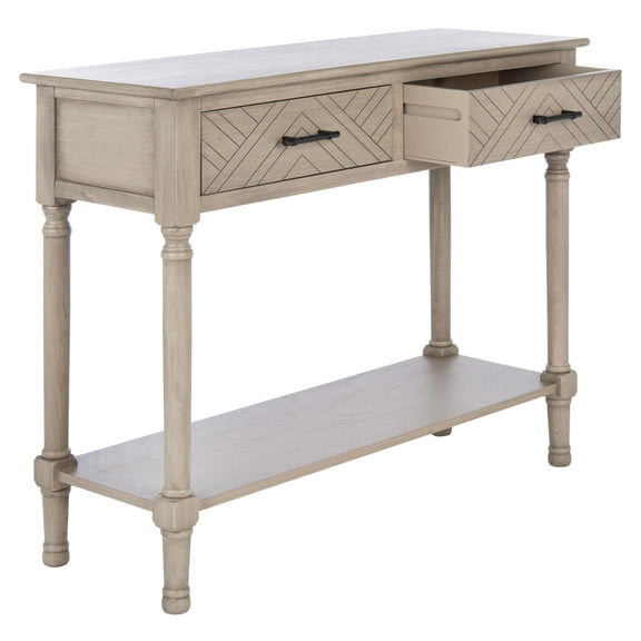 SAFAVIEH Peyton French 2-Drawer Off-White/Brown Wood Console Table (35.5 in. W x 13 in. D x 29.5 in. H)