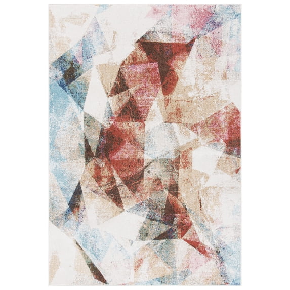 SAFAVIEH Phoenix Abagail Abstract Area Rug, Ivory/Terracotta, 8' x 10'