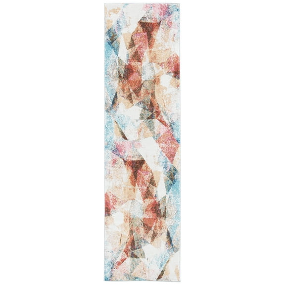 SAFAVIEH Phoenix Abagail Abstract Runner Rug, Ivory/Terracotta, 2'2" x 8'
