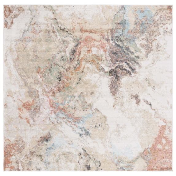 SAFAVIEH Phoenix Annora Abstract Area Rug, Ivory/Gold Rust, 6'7" x 6'7" Square