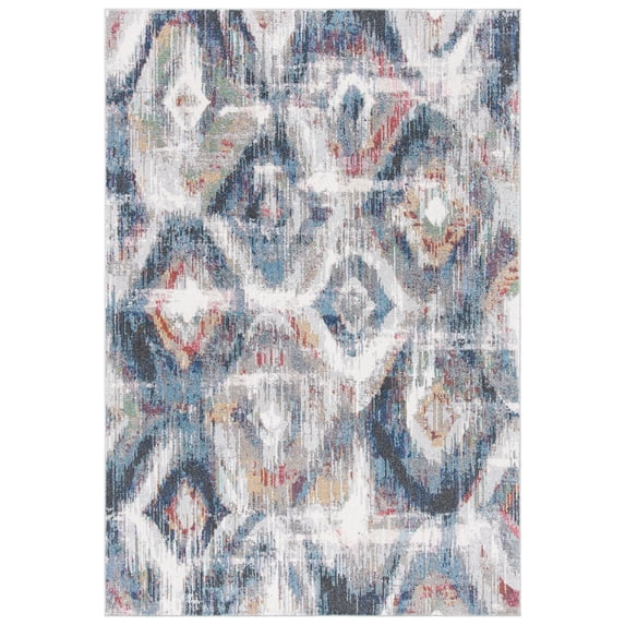 SAFAVIEH Phoenix Antilla Geometric Area Rug, Ivory/Blue, 5'3" x 7'7"