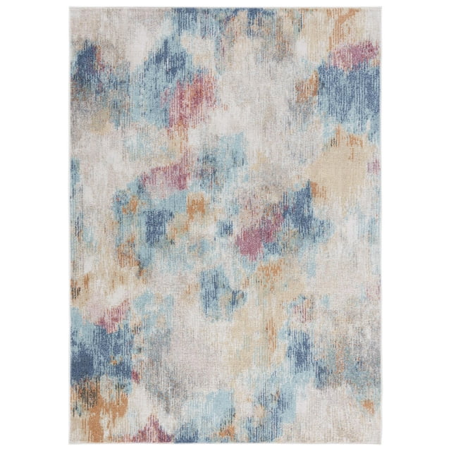 SAFAVIEH Phoenix Arlo Abstract Area Rug, Aqua/Gold Rose, 4'5" x 6'5"