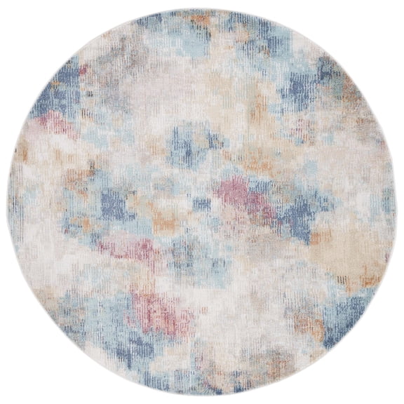 SAFAVIEH Phoenix Arlo Abstract Area Rug, Aqua/Gold Rose, 6'7" x 6'7" Round