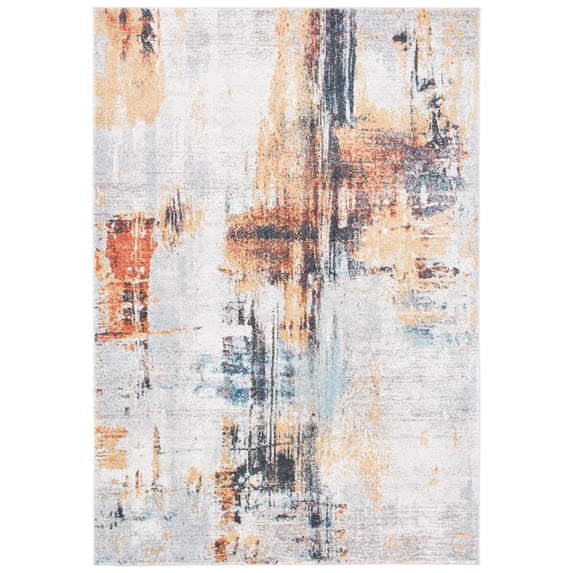 SAFAVIEH Phoenix Avery Abstract Area Rug, Ivory/Grey, 5'3" x 7'7"