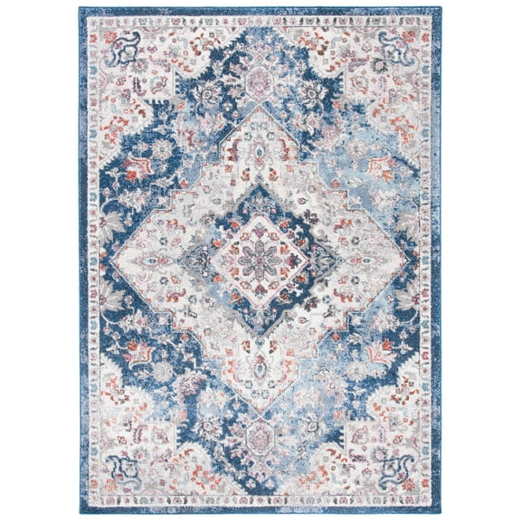 SAFAVIEH Phoenix Belinda Medallion Area Rug, Ivory/Blue, 5'3" x 7'7"