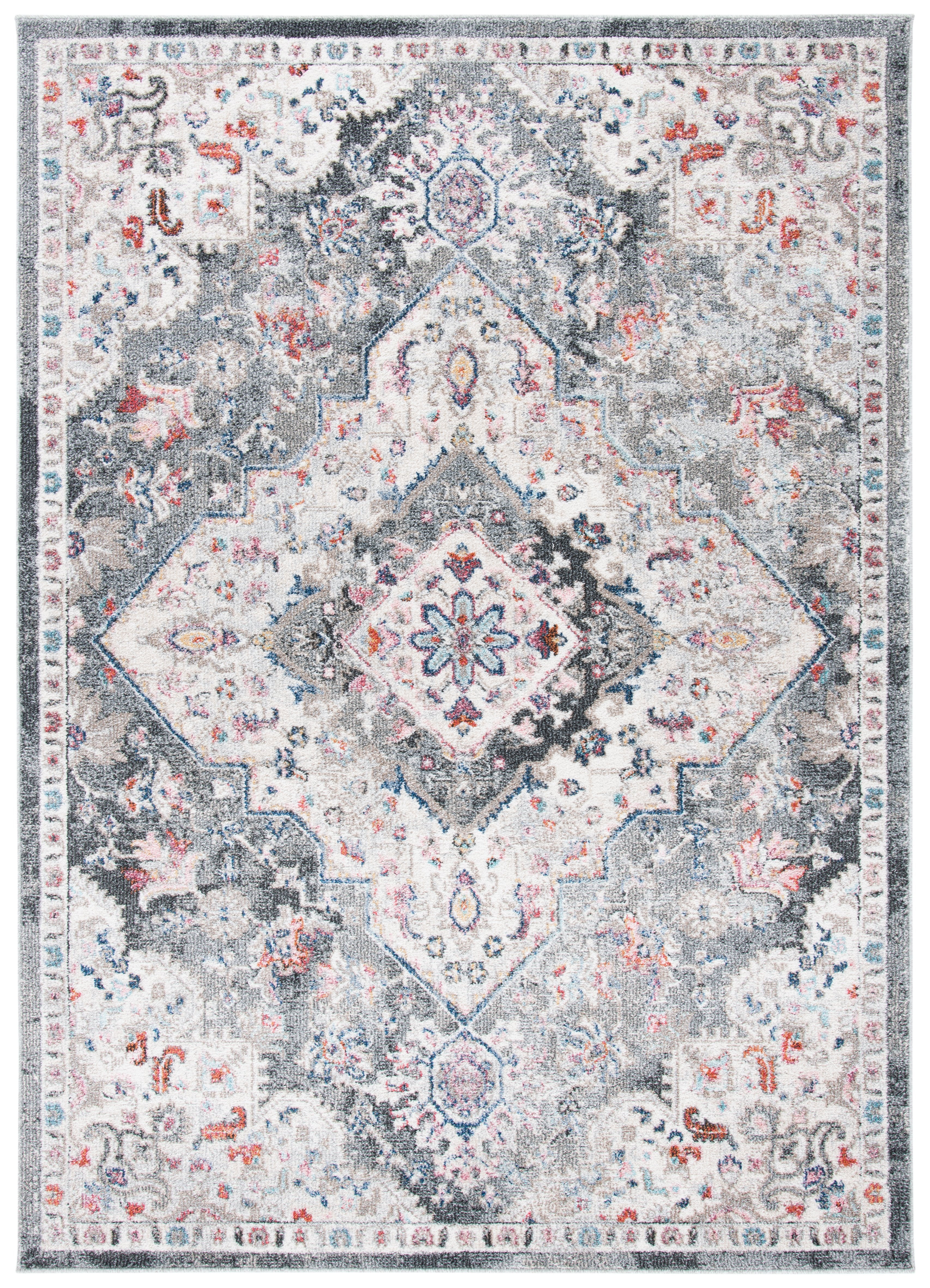 SAFAVIEH Phoenix Belinda Medallion Area Rug, Ivory/Grey, 4'5" x 6'5"