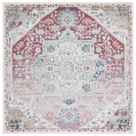 SAFAVIEH Phoenix Beulah Abstract Area Rug, Red/Ivory, 6'7" x 6'7" Square