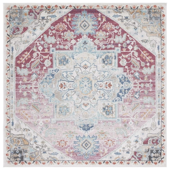 SAFAVIEH Phoenix Beulah Abstract Area Rug, Red/Ivory, 6'7" x 6'7" Square