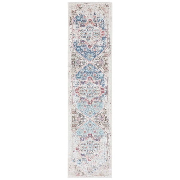 SAFAVIEH Phoenix Beulah Abstract Runner Rug, Ivory/Blue, 2'2" x 9'