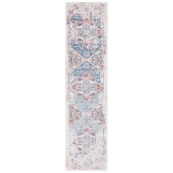 SAFAVIEH Phoenix Beulah Abstract Runner Rug, Ivory/Blue, 2'2" x 9'