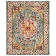 SAFAVIEH Phoenix Brooklyn Bordered Area Rug, Turquoise/Beige, 11' x 15'