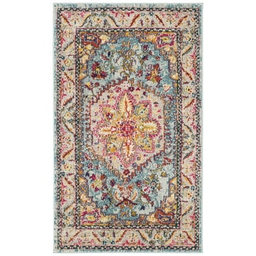 SAFAVIEH Phoenix Brooklyn Bordered Area Rug, Turquoise/Beige, 2'3" x 4'