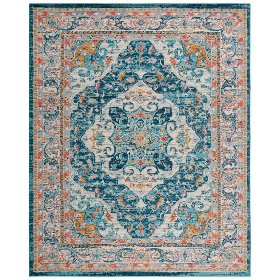SAFAVIEH Phoenix Christopher Floral Area Rug, Ivory/Blue, 10' x 14'