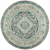 SAFAVIEH Phoenix Phylliss Bordered Area Rug, Grey/Blue, 6'7" x 6'7" Round
