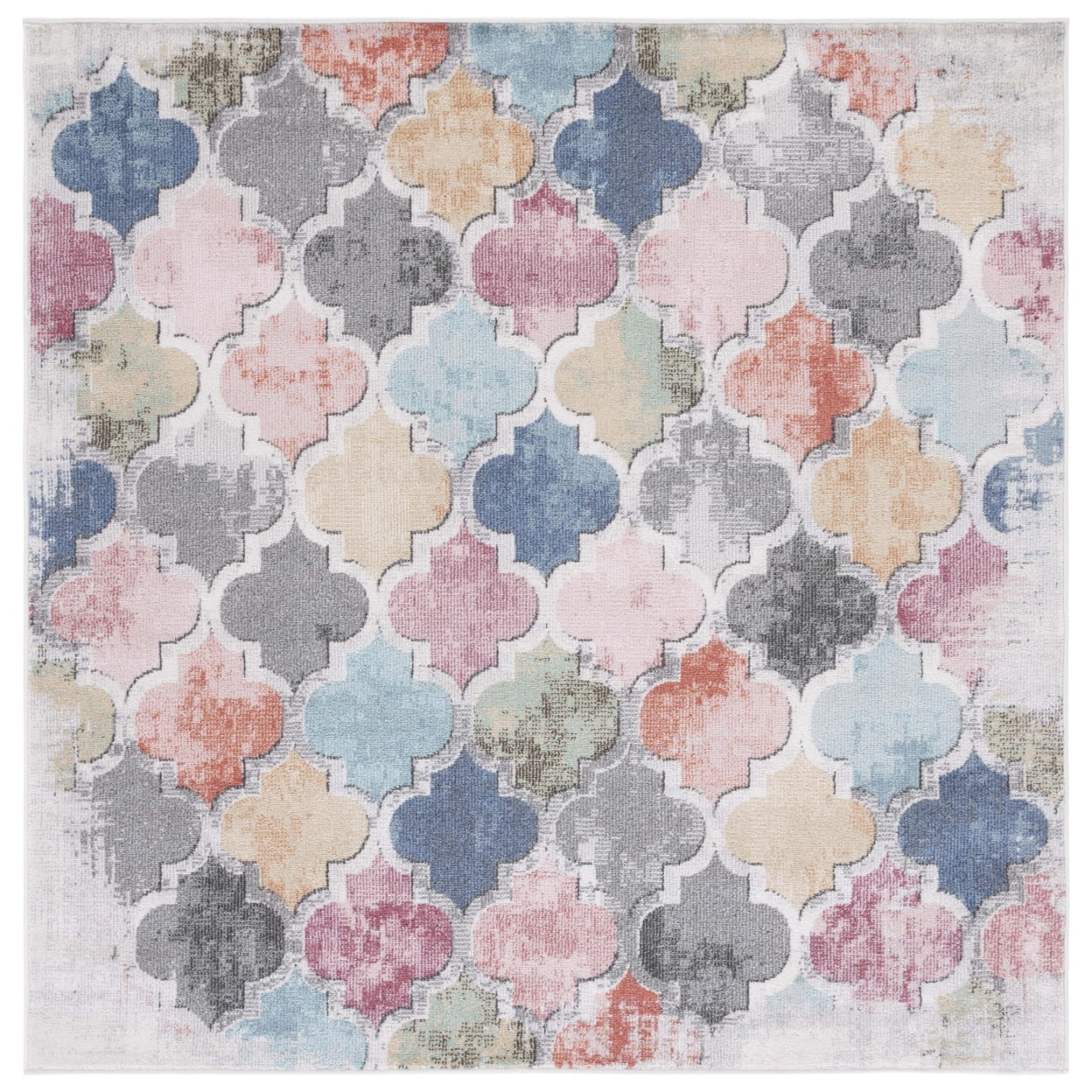 Hand-Knotted Elegance Blue Synthetic 79" Square Rug