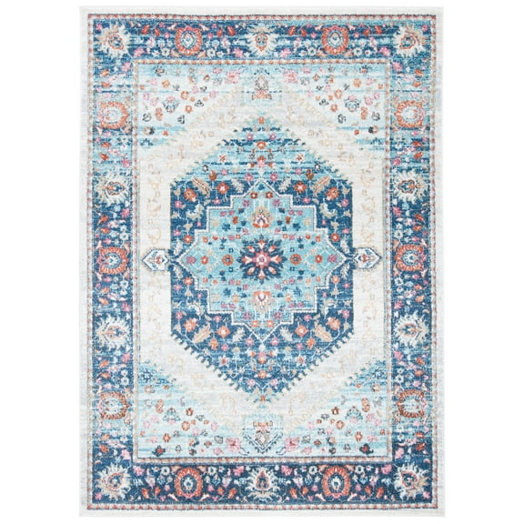 SAFAVIEH Phoenix Damian Medallion Area Rug, Ivory/Blue, 8' x 10'