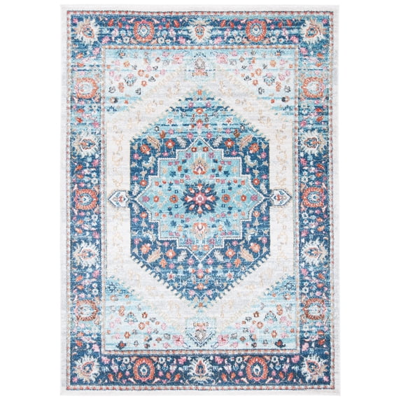 SAFAVIEH Phoenix Damian Medallion Area Rug, Ivory/Blue, 8' x 10'