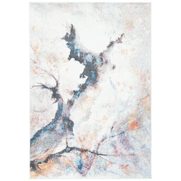 SAFAVIEH Phoenix Darwin Abstract Area Rug, Ivory/Charcoal, 5'3" x 7'7"