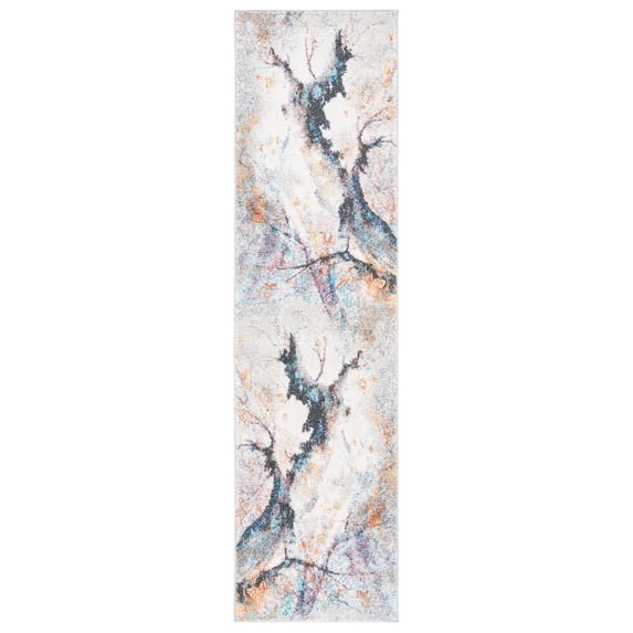 SAFAVIEH Phoenix Darwin Abstract Runner Rug, Ivory/Charcoal, 2'2" x 8'
