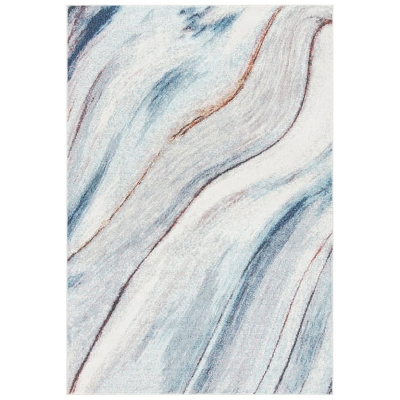 SAFAVIEH Phoenix Dawson Abstract Area Rug, Ivory/Blue, 5'3" x 7'7"