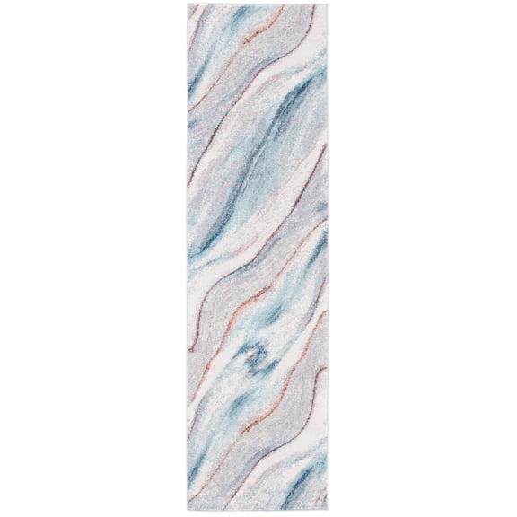 SAFAVIEH Phoenix Dawson Abstract Runner Rug, Ivory/Blue, 2'2" x 10'