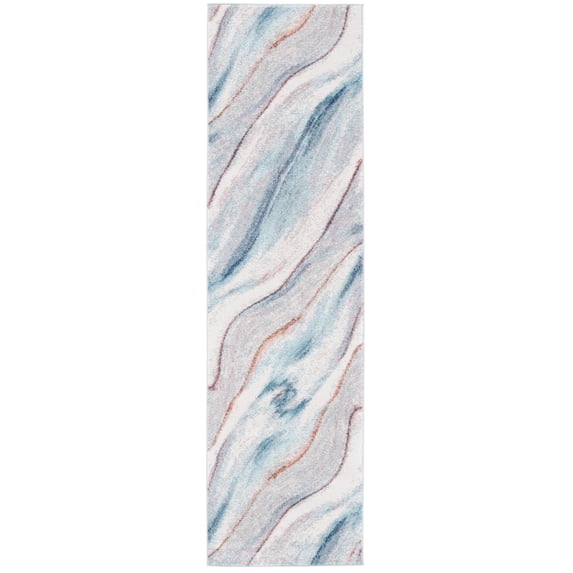 SAFAVIEH Phoenix Dawson Abstract Runner Rug, Ivory/Blue, 2'2" x 8'