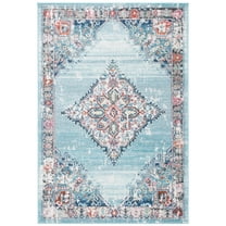SAFAVIEH Phoenix Denny Medallion Area Rug, Light Blue/Navy, 8' x 10'