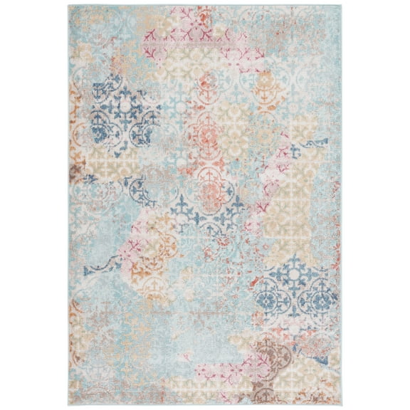 SAFAVIEH Phoenix Dory Distressed Area Rug, Blue/Rust, 8' x 10'
