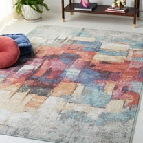 SAFAVIEH Phoenix Eleanor Abstract Area Rug, Rust Blue/Ivory, 8' x 10'