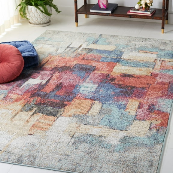 SAFAVIEH Phoenix Eleanor Abstract Area Rug, Rust Blue/Ivory, 8' x 10'