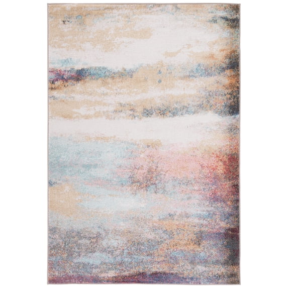 SAFAVIEH Phoenix Ellison Abstract Area Rug, Rust Blue/Ivory, 5'5" x 7'7"