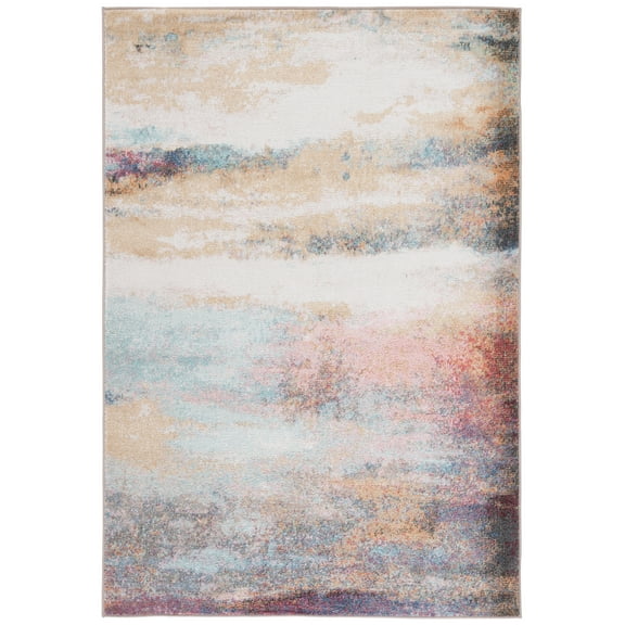 SAFAVIEH Phoenix Ellison Abstract Area Rug, Rust Blue/Ivory, 5'5" x 7'7"