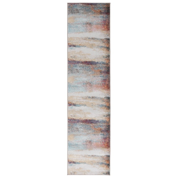 SAFAVIEH Phoenix Ellison Abstract Runner Rug, Rust Blue/Ivory, 2'2" x 9'