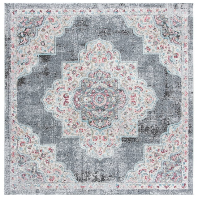 SAFAVIEH Phoenix Jepson Medallion Area Rug, Grey/Ivory, 6'7" x 6'7" Square