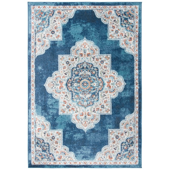 SAFAVIEH Phoenix Jepson Medallion Area Rug, Navy/Ivory, 4'5" x 6'5"