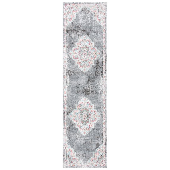 SAFAVIEH Phoenix Jepson Medallion Runner Rug, Grey/Ivory, 2'2" x 8'