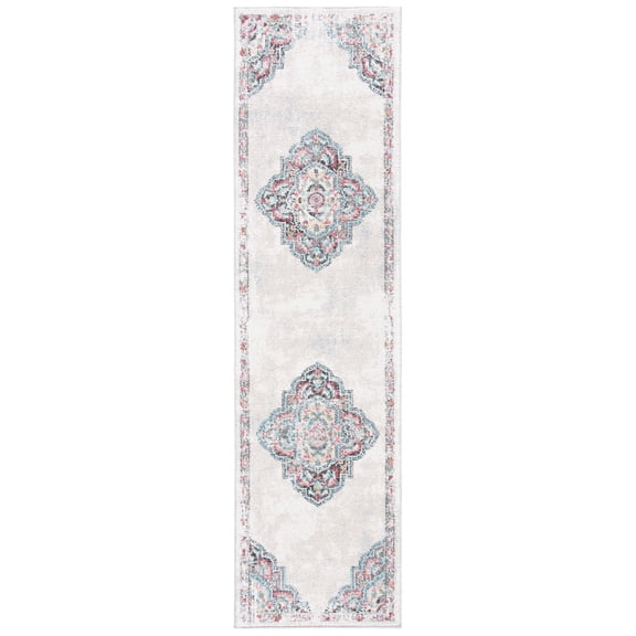 SAFAVIEH Phoenix Jepson Medallion Runner Rug, Ivory/Grey, 2'2" x 8'