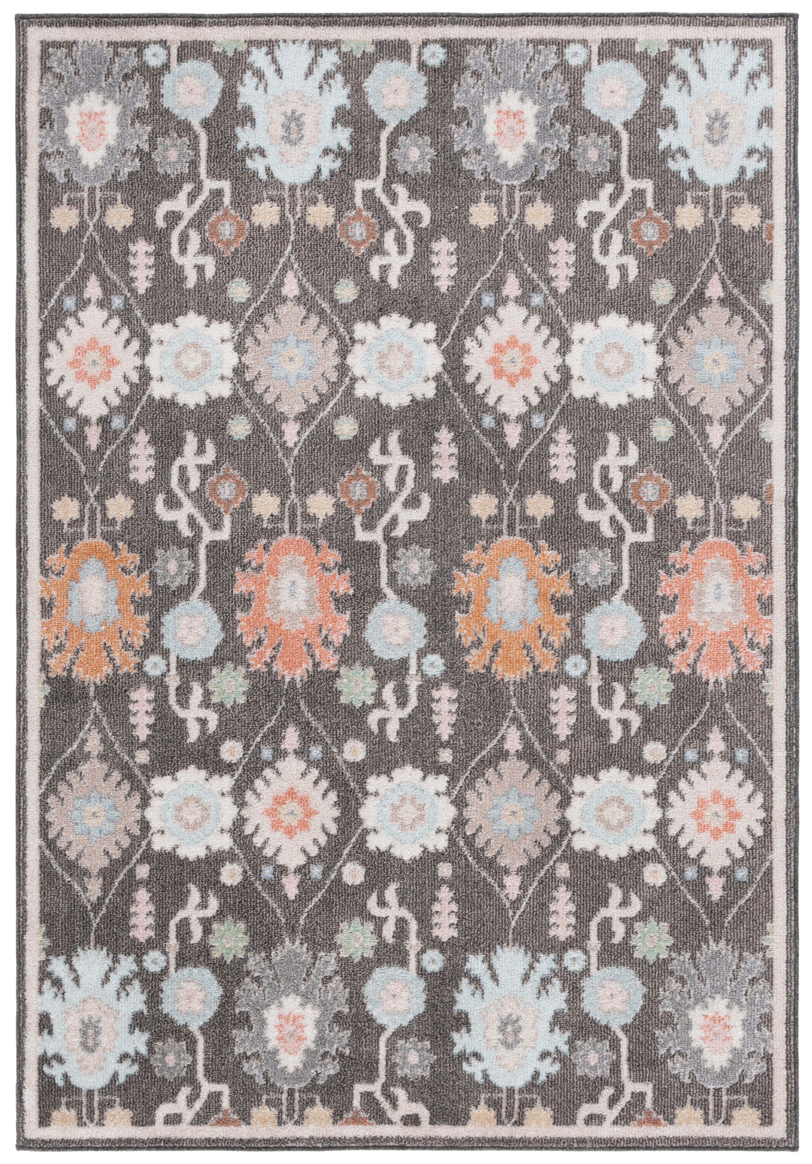 SAFAVIEH Phoenix Joseph Floral Area Rug, Dark Gray/Ivory Blue, 4'5" x 6'5"