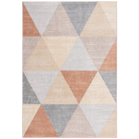 SAFAVIEH Phoenix Kaitlyn Geometric Area Rug, Grey/Rust, 4'5" x 6'5"