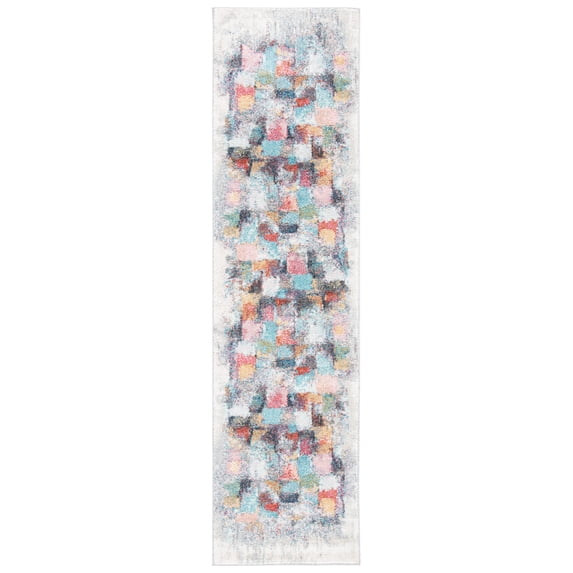 SAFAVIEH Phoenix Kimberly Abstract Runner Rug, Ivory/Grey, 2'2" x 8'