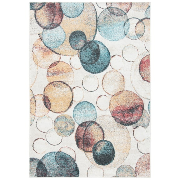 SAFAVIEH Phoenix Leighton Abstract Area Rug, Ivory/Rust, 5'3" x 7'7"