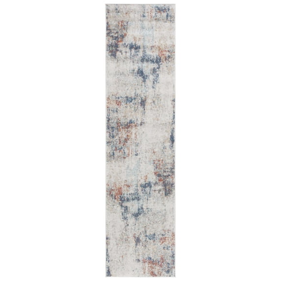 SAFAVIEH Phoenix Lynna Abstract Runner Rug, Ivory/Blue Rust, 2'2" x 9'