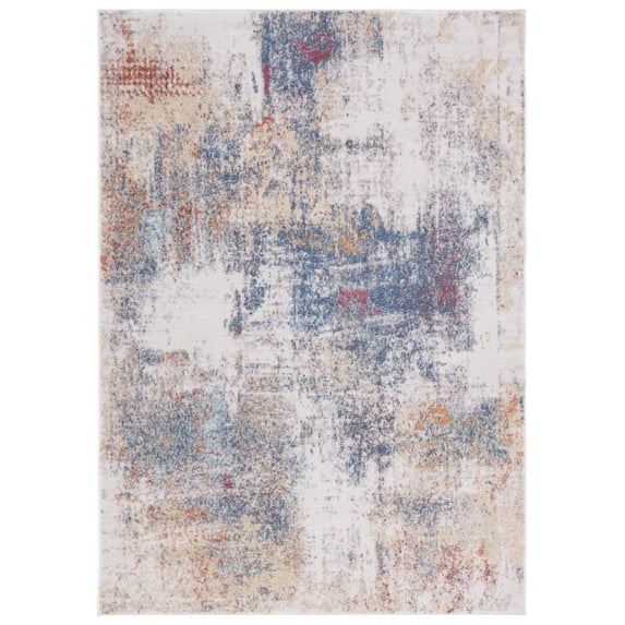 SAFAVIEH Phoenix Maralyn Abstract Area Rug, Ivory/Blue Rust, 5'5" x 7'7"