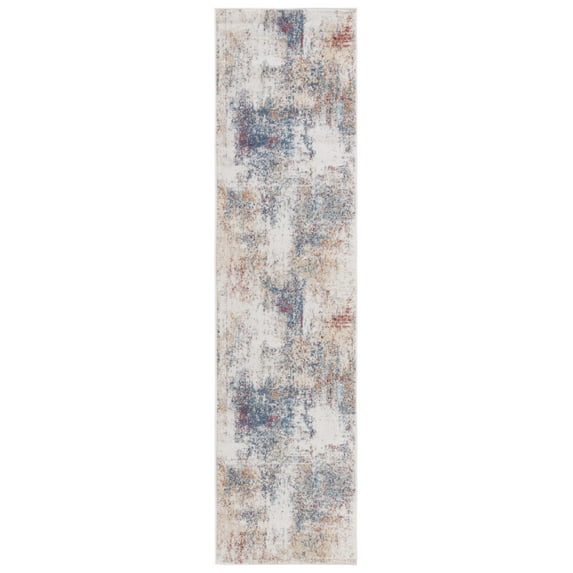 SAFAVIEH Phoenix Maralyn Abstract Runner Rug, Ivory/Blue Rust, 2'2" x 9'
