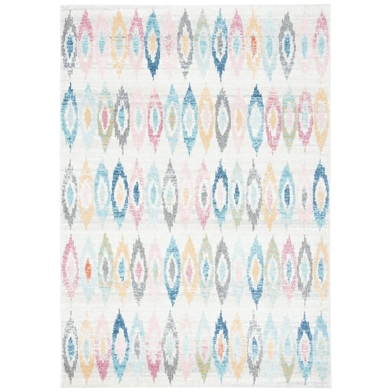 SAFAVIEH Phoenix Milford Geometric Area Rug, Ivory/Blue, 5'3" x 7'7"