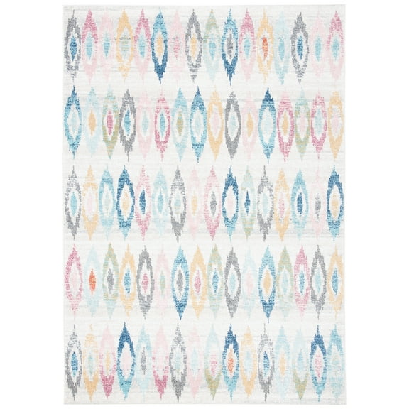 SAFAVIEH Phoenix Milford Geometric Area Rug, Ivory/Blue, 9' x 12'