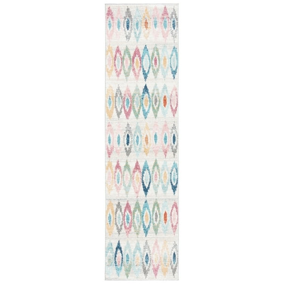 SAFAVIEH Phoenix Milford Geometric Runner Rug, Ivory/Blue, 2'2" x 10'