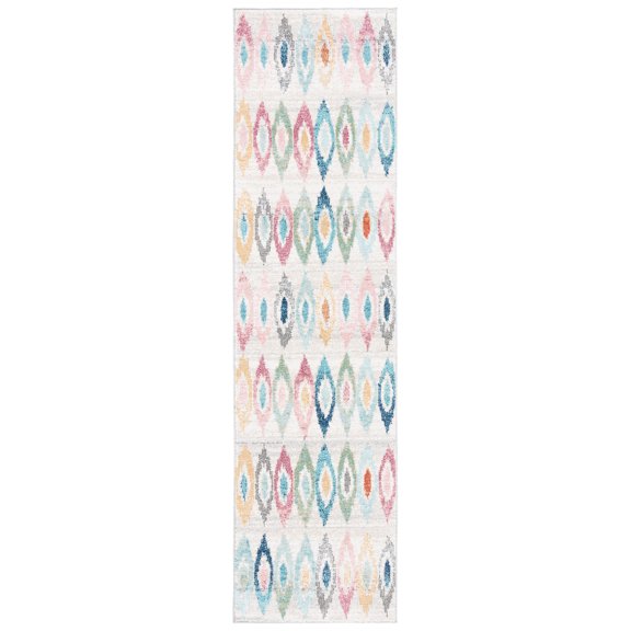 SAFAVIEH Phoenix Milford Geometric Runner Rug, Ivory/Blue, 2'2" x 8'