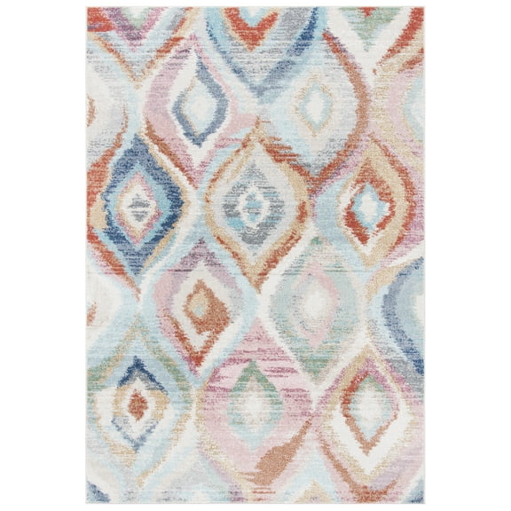 SAFAVIEH Phoenix Pemala Geometric Area Rug, Light Blue/Pink, 4'5" x 6'5"