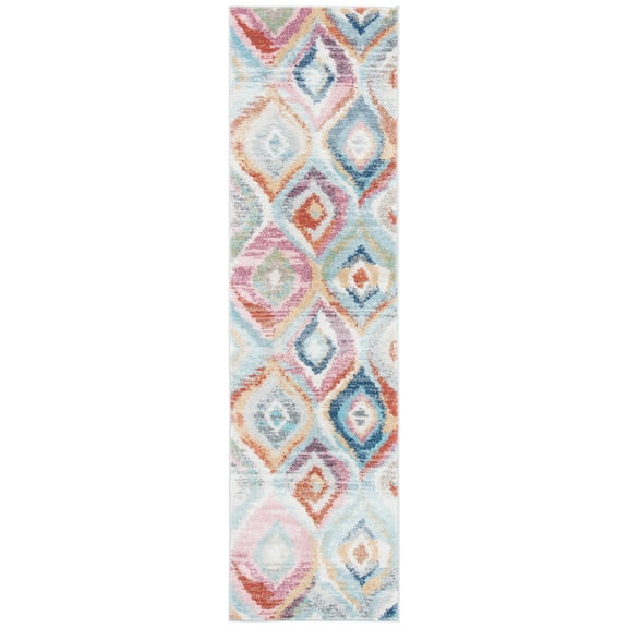 SAFAVIEH Phoenix Pemala Geometric Runner Rug, Light Blue/Pink, 2'2" x 8'